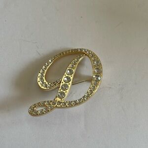 Fashion Initial Rhinestone Brooch For Women Gold Brooch For Women.
